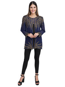 Détails de Luxe fabriqués à la main vestes Abaya islamiques pour femmes vêtements musulmans traditionnels courts paillettes soirée porter naturel - Product Image 2
