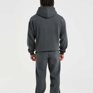 Sweat-shirt à capuche à manches longues pour homme, 100% coton, gris foncé, surdimensionné, à épaules tombantes, coupe ample - Product Image 6