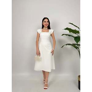 Vestido Midi Rojo para Mujer missJANELL con Detalle de Perlas en el Pecho, Elegante Mezcla de Poliéster y Elastano con Doble Atlas para Fiesta - Product Image 2