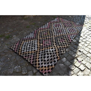 Grande surface 4x7,9ft bohème classique noir blanc tapis de laine turc classique Patchwork Design entrée couloir Rectangle nouveau Latex - Product Image 3