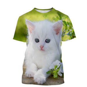 T-shirts d'été unisexe pour hommes mignons pour chat graphique décontracté imprimé en 3D motif animal Style hip hop col rond court 100% coton - Product Image 6