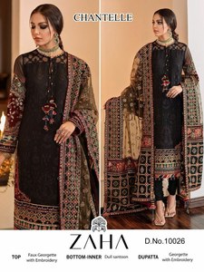 Belle offre Diwali trois pièces pour dames robe de soirée Georgette Salwar Kameez disponible au tarif de gros - Product Image 6