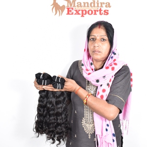 Extensiones de cabello virgen Remy de templos indios Cabellos Crudo Doble dibujado Cutícula Alineada Paquetes ondulados Cabello humano brasileño - Product Image 4