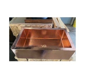 Évier de cuisine en cuivre de ferme martelé à la main de meilleure qualité, double cuvette pour la décoration intérieure de designer rustique traditionnel et moderne - Product Image 1