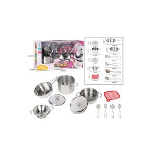 Vardem Toys 3815-6 Child's Stainless Steel <b>Pot</b> <b>and</b> <b>Pan</b> <b>Set</b> 11 Pieces Turkey Origin Turkish Language - Product Image 1