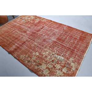 Vintage Large Rug 5.7x8.7 ft, Turkish <b>Red</b> Moroccan <b>Wool</b> Rug - Product Image 1