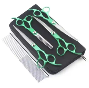 Tijeras profesionales de acero inoxidable para aseo de mascotas, herramienta de aseo para perros con puntas redondas de seguridad, Kit de tijeras para el cuidado de perros - Product Image 3