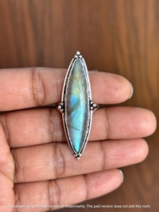 Anillos de Labradorita Azul Facetada de Estilo Religioso Único al por Mayor, Piedras Preciosas a Granel para Bodas, Compromisos, Fiestas, Regalos, Hechos de Latón - Product Image 3
