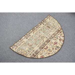 Alfombra tradicional verde beige Alfombras turcas de 2,5x1,5 pies - Product Image 4