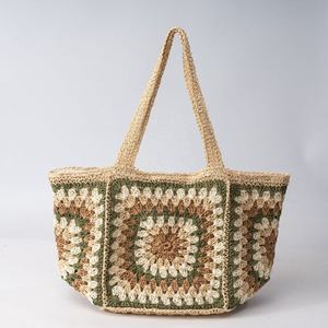 Bolso Tote de Ganchillo, Nuevo, Moderno, Geométrico, de un Solo Hombro, Tejido en Algodón, Hecho a Mano, de Gran Capacidad, para Vacaciones en la Playa - Product Image 2