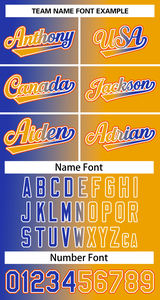 Blue and <b>Gold</b> Gradient High Quality Custom Hot Digital Print Breathable Plus Size Baseball Jerseys - Product Image 4