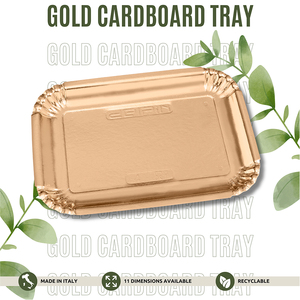 Made in Italy Bandeja Rectangular Desechable Ecológica de Cartón Dorado Diferentes Tamaños Vendido en KG Listo Para Enviar - Product Image 2