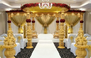 Mandap en fibre de Rajwada pour mariage indien, mandap en fibre sculptée pour mariage hindou, mandap à quatre piliers de designer pour mariage, vente aux États-Unis - Product Image 2