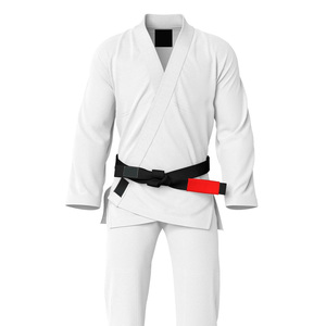 White Karate Gi Uniform 100% Cotton Unisex Adult Durable Training Wear Black <b>Belt</b> With <b>Red</b> Tip - Product Image 6