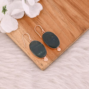 Sang Agate pierres précieuses à la main Designer boucles d'oreilles or Rose laiton Dangler mode boucle d'oreille bijoux pour femmes cadeau bijoux - Product Image 6