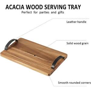 ถาดเสิร์ฟไม้ธรรมชาติพร้อมที่จับหนังทรงสี่เหลี่ยมผืนผ้าสำหรับเครื่องครัวสินค้าคุณภาพสูงขายส่งจากเวียดนาม - Product Image 3