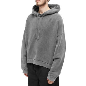 Alta calidad French Terry Sudadera con capucha de gran tamaño Unisex recortada Sudadera con capucha Hombres Impresión Bordado Sudaderas con capucha personalizadas de alta calidad - Product Image 1
