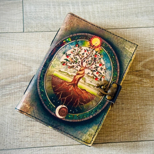 Carnet en cuir Arbre de Vie, carnet de croquis et livre de sorts fait main, papier à bords festonnés, 200 pages, Grimoire vintage - Product Image 2