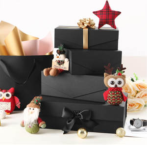 Cajas de regalo con tapas, Cajas de regalo negras, Cajas de padrino, Impresión de etiquetas de regalo plegables Cierre magnético - Product Image 5
