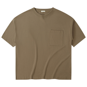 Vente en gros 100% coton 230Gsm surdimensionné demi-manches T-Shirt épaule tombante avec poche impression numérique T-shirt en coton lourd - Product Image 3