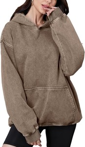 Pull à capuche délavé à l'acide pour hommes en coton 300gsm avec broderie personnalisée surdimensionnée hiver respirant - Product Image 2