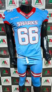 Camiseta de fútbol americano, foto Real, transpirable, de talla grande, bordado, aparejos, sarga, sublimación, pantalones integrados, todas las tallas - Product Image 5