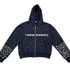 Nouveau design élégant, entièrement personnalisé, strass sur l'écran arrière, impression de haute qualité, prix de gros, sweats à capuche à fermeture éclair - Product Image 1