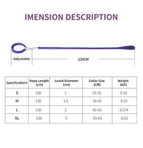 Sterke achtstrengige milieuvriendelijke nylon gevlochten hondenriem, <span class=keywords><strong>martingale</strong></span> kettinghalsband en treklijn met clip - Product Image 4
