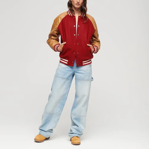 Chaquetas universitarias de la mejor calidad para mujer, 100% de lana de algodón, chaqueta de mujer con letras de béisbol suave y cómoda de alta calidad - Product Image 6