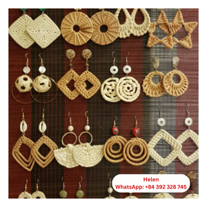 PENDIENTES DE RATTAN VENTA CALIENTE ARTESANÍA-ACCESORIOS DE ESTILO BOHO DE RATTAN VENTA BARATA MUESTRA GRATIS - Product Image 1