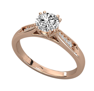 Anillo de Compromiso y Matrimonio para Mujer, Clásico, Plateado, Chapado en Oro de 14K, con Diamante Cultivado en Laboratorio de 0.5-2 Quilates, Corte Brillante Redondo, Certificado IGI - Product Image 1