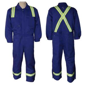 Overol de algodón 100% FR resistente al fuego con franjas plateadas, uniforme de seguridad contra incendios para trabajadores de fábrica - Product Image 3