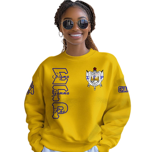 Sweat-shirt à col rond bleu et or Sigma Gamma Rho 1922, vêtements grecs, polaire de qualité supérieure, pull pour femme, cadeau d'hiver, style - Product Image 4