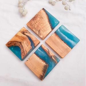 Factory Supply <b>Heat</b> Resistant Wood Resin <b>Coasters</b> Easy to Clean Non Slip Wooden <b>Coasters</b> Decorative Resin Drinking <b>Coasters</b> - Product Image 2