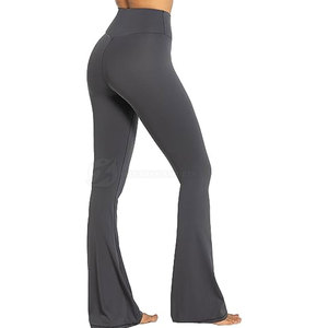 Pantalones acampanados rectos de cintura media XL para mujer, de punto de algodón/poliéster, cómodos, informales, de secado rápido, para invierno, ropa de calle, pantalones planos - Product Image 4