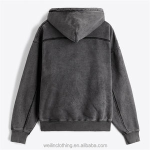 Meilleur prix de vente de haute qualité, poids lourd, pull à capuche avec broderie, logo personnalisé, fabricant, sweat à capuche vintage lavé à l'acide - Product Image 2