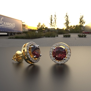 Avarta Jewellery 18K Oro amarillo Hallmarked Certified Diamond Ruby Stud Pendientes para niñas Mujeres - Product Image 5