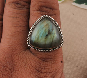 Agate naturelle bague de réglage de lunette vintage en argent sterling 925 bijoux faits à la main bague de déclaration pour les femmes mariage - Product Image 4