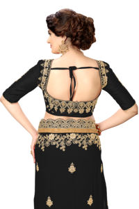 Trendmalls ชุดสตรีสีดำผ้าส่าหรีงานแต่งงานแบบลำลองปักลายเสื้อแบบไม่มีตะเข็บ (K810) เสื้อผ้าปากีสถานอินเดียขายส่ง - Product Image 5