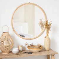 Miroirs naturels faits à la main de tailles personnalisées avec logo, cercle de forme ronde, miroir mural suspendu, décorations de chambre