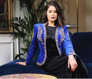 NEW--ROYAL BLUE JACKET ON VELVET FABRIC WITH EMBELLISH OF BEAUTIFUL CRYSTAL BEADS,PEARLS,GLASS STONE WORK FOR PARTY-WEAR @ 2022 - Product Image 1