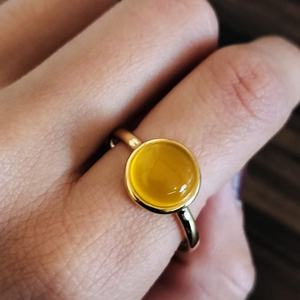 เครื่องประดับเงินแท้ทำด้วยมือขนาด10มม. ทำด้วยมือของผู้หญิง925แข็งพลอยคาลซิโดนีกรอบสีเหลืองขายส่งตามธรรมชาติ - Product Image 6