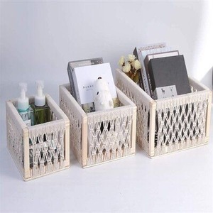 Paniers décoratifs en macramé bohème pour la décoration intérieure paniers de rangement en coton tissé fait à la main taille personnalisable pour l'organisation du comptoir - Product Image 3