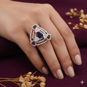 เพชรโมอิสพร้อมหินสีม่วง925แหวนเงิน - Product Image 2