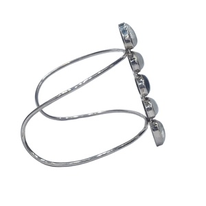 Bracelet de mode en argent Sterling 925 excellente qualité bande réglable à la main pierre de lune arc-en-ciel noire naturelle pierre précieuse mélangée - Product Image 2