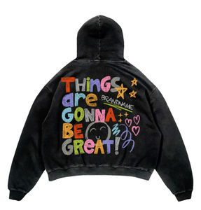 Sudadera con capucha de algodón de punto personalizada para hombre, estilo streetwear, oversize, con patrón de letras bordadas, ideal para invierno, venta al por mayor - Product Image 5