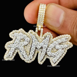 Joyería STAR, Colgante de Letra Unisex con Diamantes Cultivados en Laboratorio, Chapado en Oro de 10K, Estilo Hip Hop, Corte Brillante, Personalizado - Product Image 3