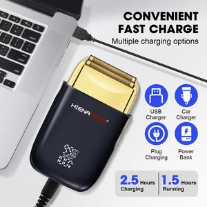 Afeitadora Eléctrica Doble Profesional para Hombre, Afeitadora de Precisión Inalámbrica Recargable por USB, Diseño Desmontable, Pantalla LED, Negro y Dorado, para RV - Product Image 3