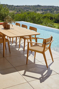 Salon de jardin en bois et aluminium, meubles de patio en bois d'acacia, canapé pliable 8 places, mobilier d'extérieur minimaliste - Product Image 4