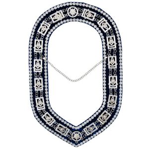 Collar de cadena Past Master Blue Lodge - Insignia de lujo para coser con base azul y pedrería plateada - Product Image 6